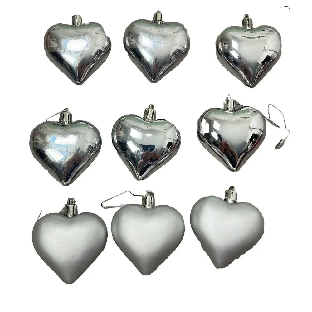 Christmas Ornaments Hanging Tree Set 9 Ikea Silver Heart Lot Xmas Holiday‎ Decor
